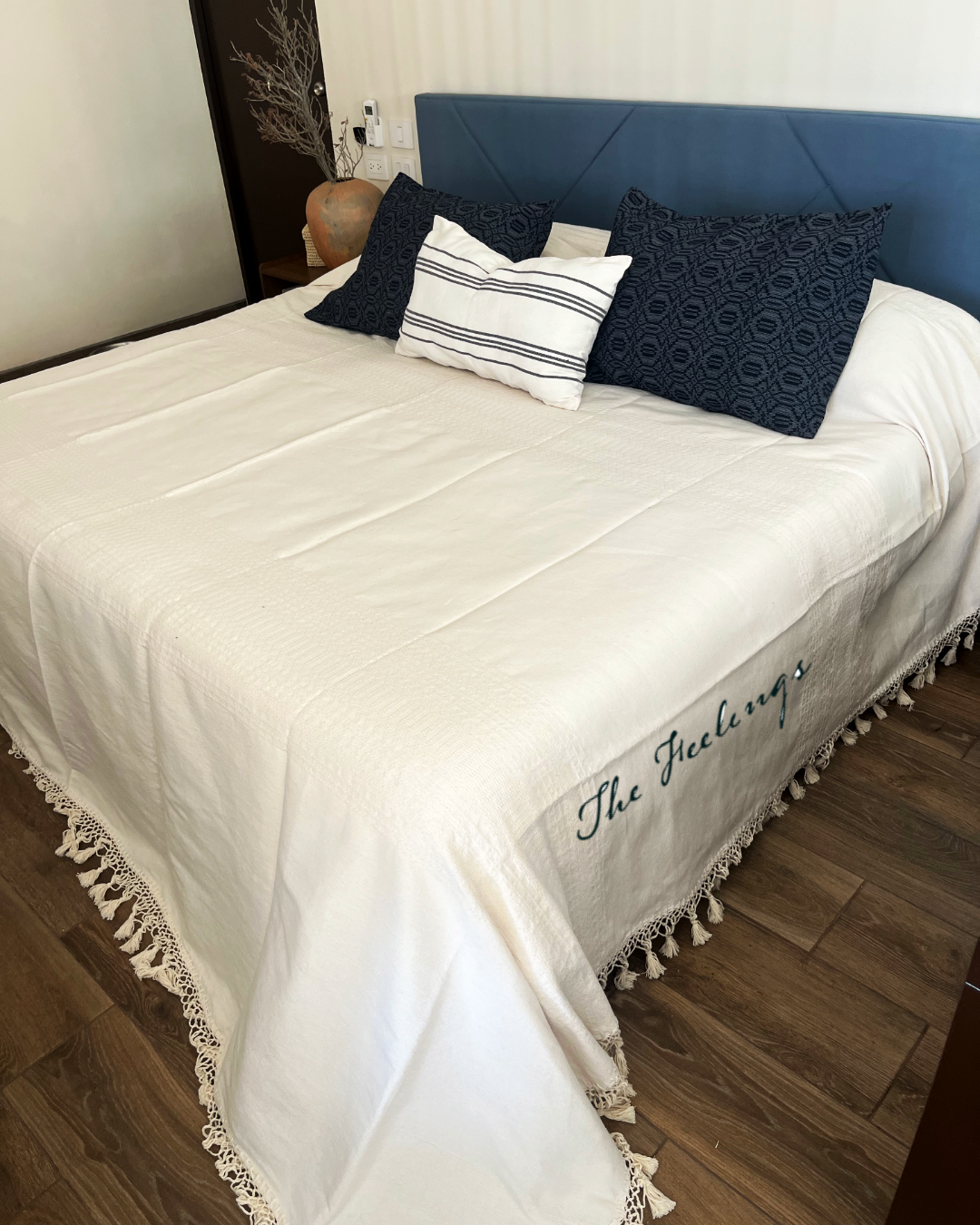 colcha artesanal natural