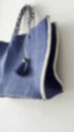 bolsa para playa de henequen azul