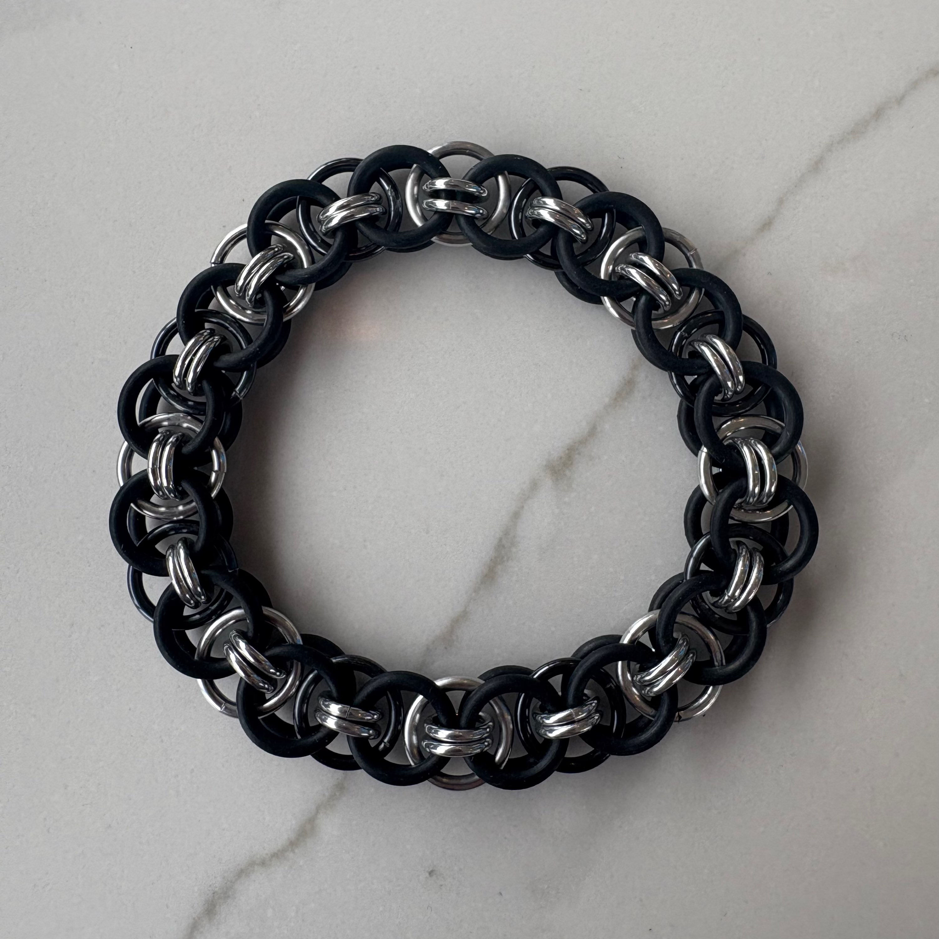 Silver and Black Celtic Helm Bracelet