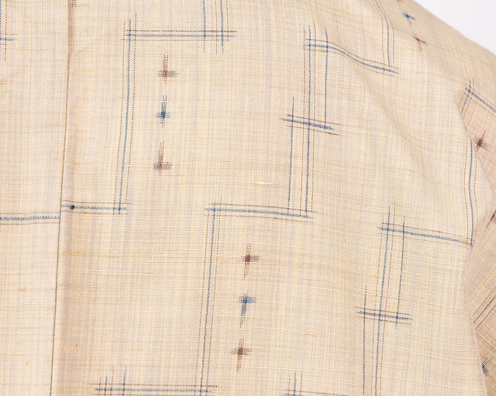 Miniature : Kimono vintage Tsumugi en soie, beige, non doublé.