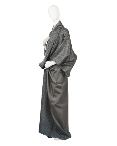 紬 深緑の花唐草模様 | Heritage Japon