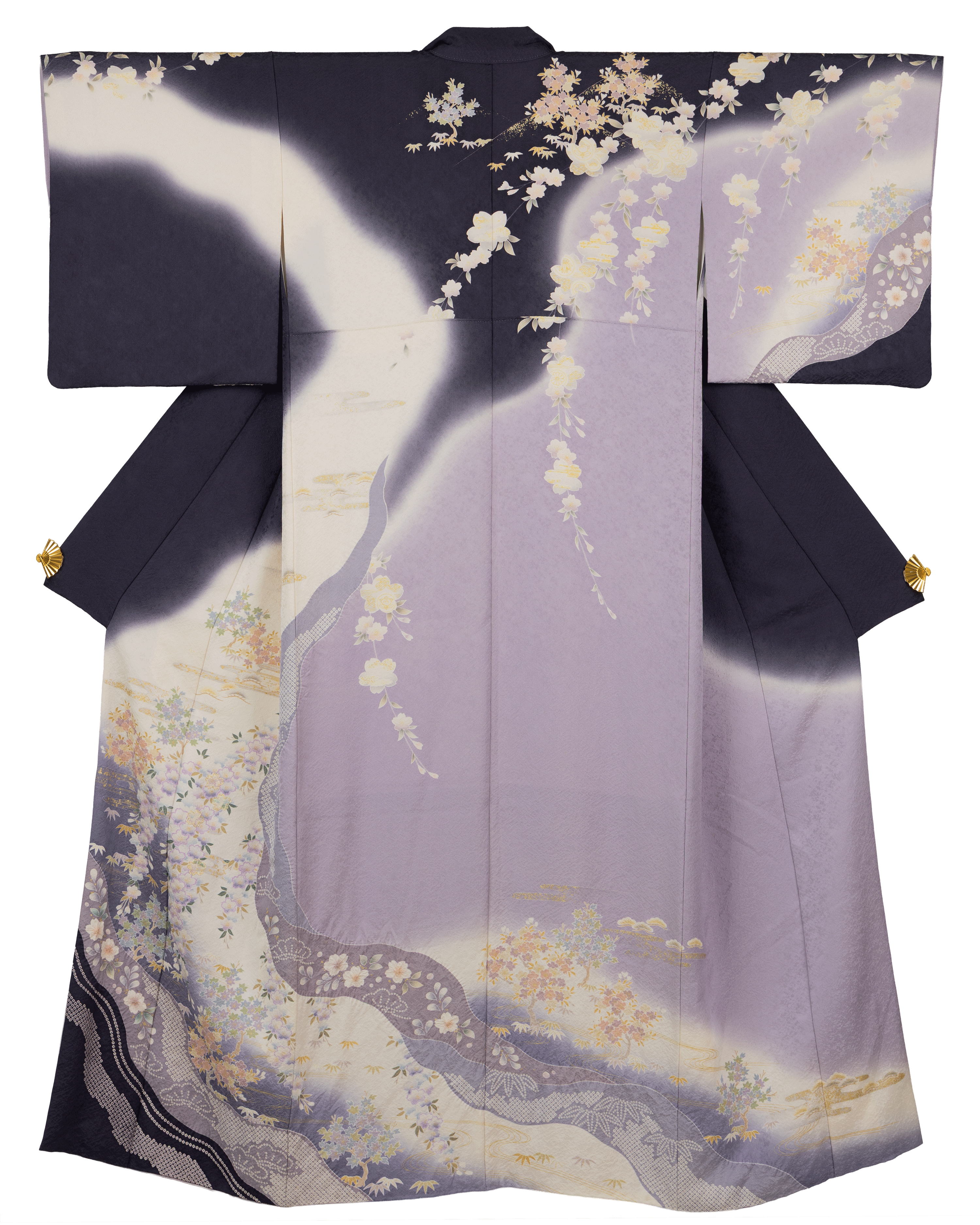 Kimono de cérémonie vintage orné de fleurs des quatre saisons