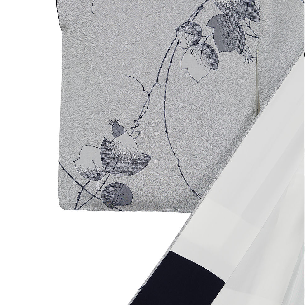 Thumbnail: Vintage Komon kimono, natural indigo dye, ivy pattern.