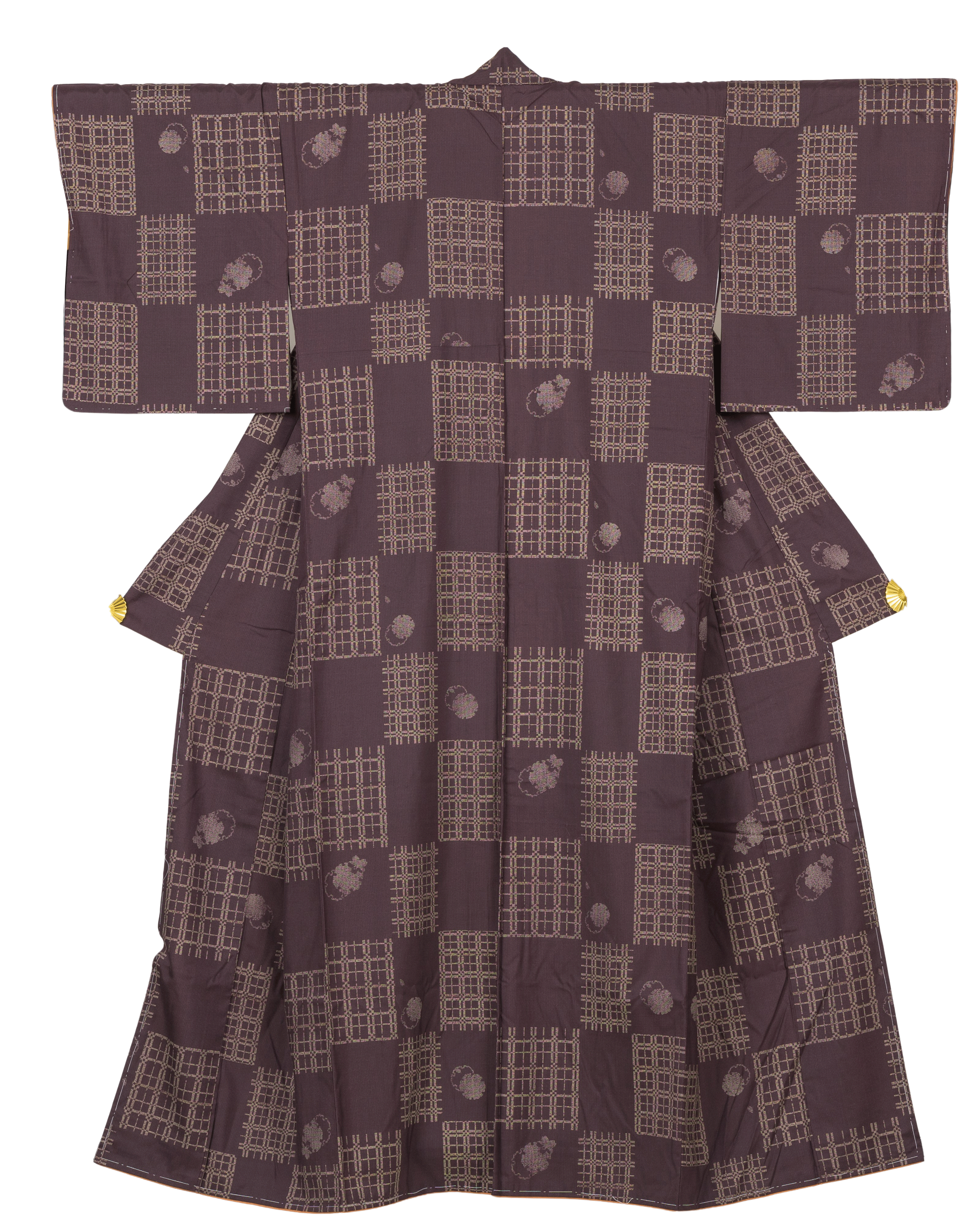 雪輪と格子柄の小紋