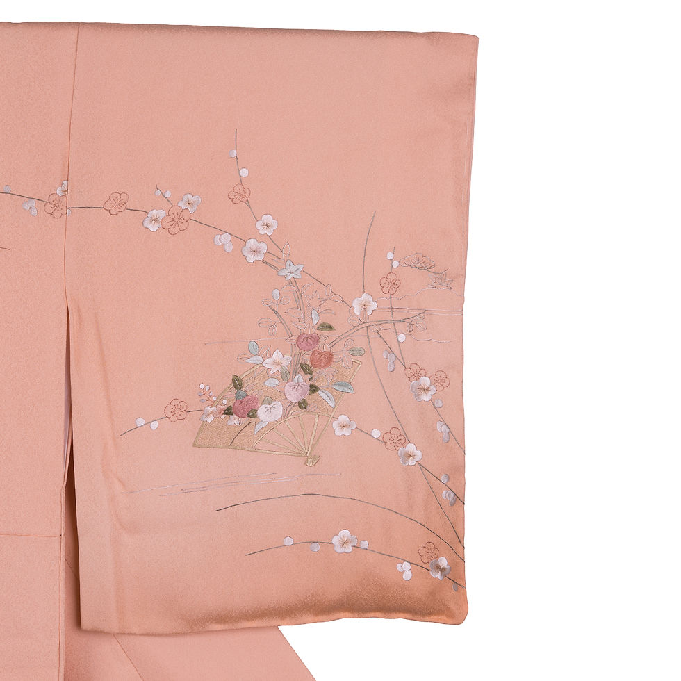 Thumbnail: Vintage Kimono, Houmongi, featuring Pine, Bamboo, Plum and Seasonal Flowers