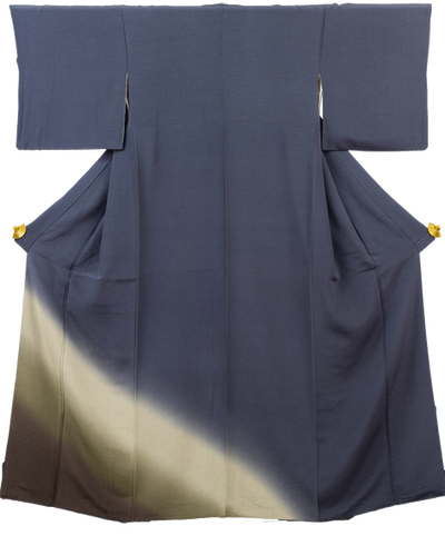 付け下げ 牛首紬 グラデーション 夕焼け パープル 着物 062a d 付け