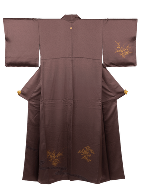 Vintage Iro-tomesode Kimono with Floral and Water Stream Motif – Japan
