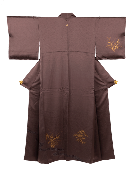 アンティーク 色留袖 正絹 葡萄 菊 紋付 アンティーク 色留袖 正絹 葡萄 菊 紋付