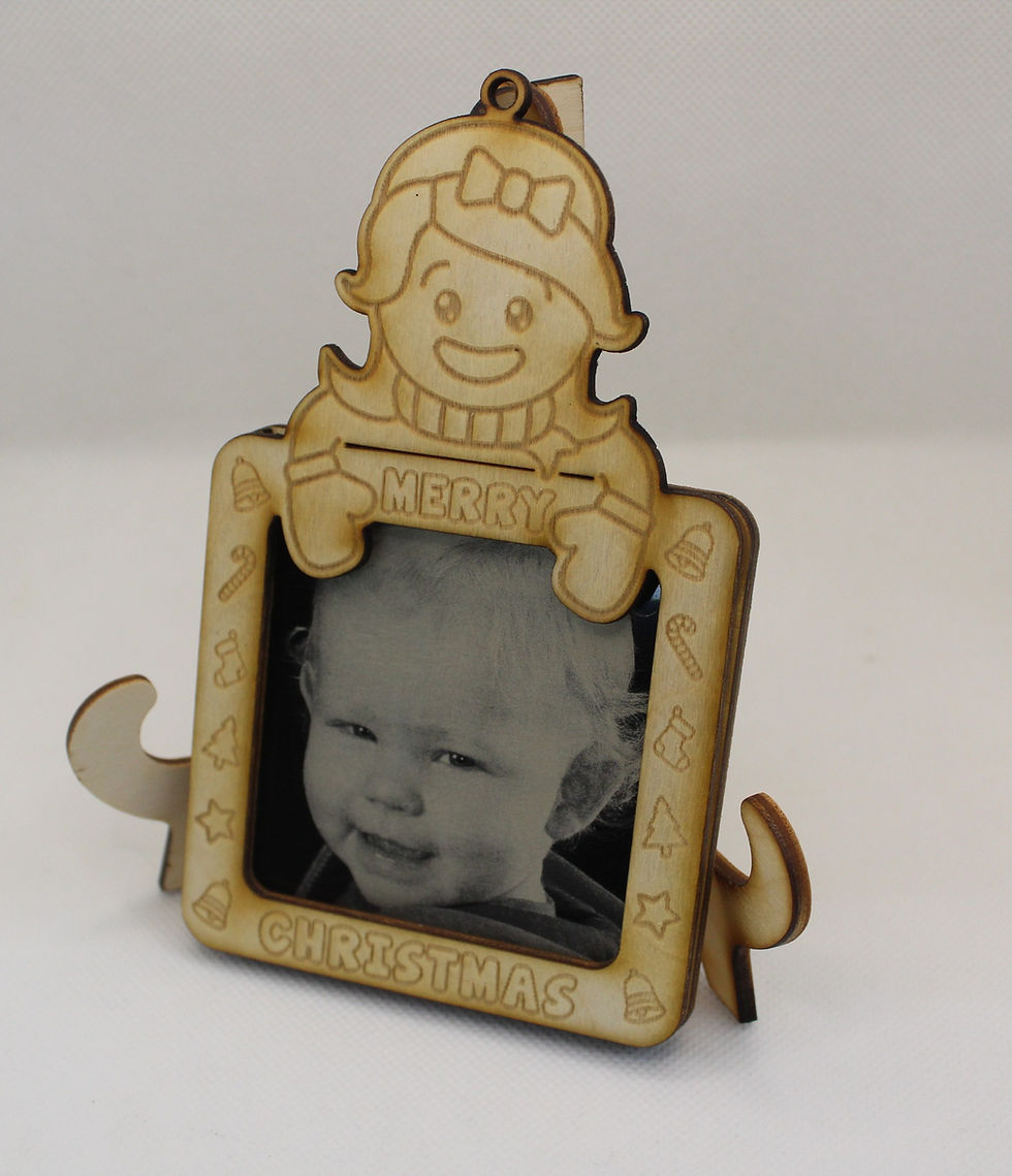 Thumbnail: Wood Ornaments w Engraved Photo