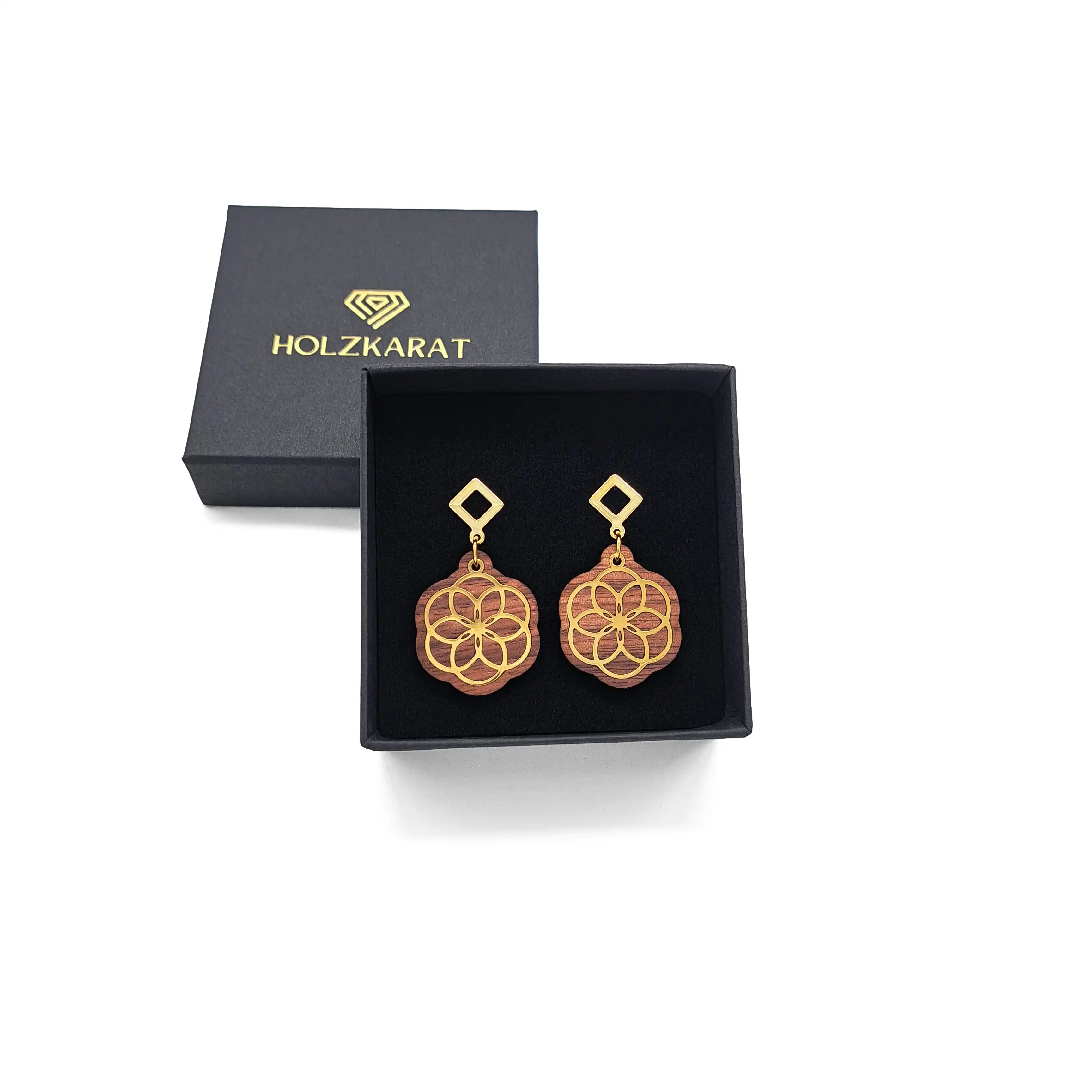 Fenya – Ohrringe mit Samen des Lebens | Symbolischer Holzschmuck in Handarbeit