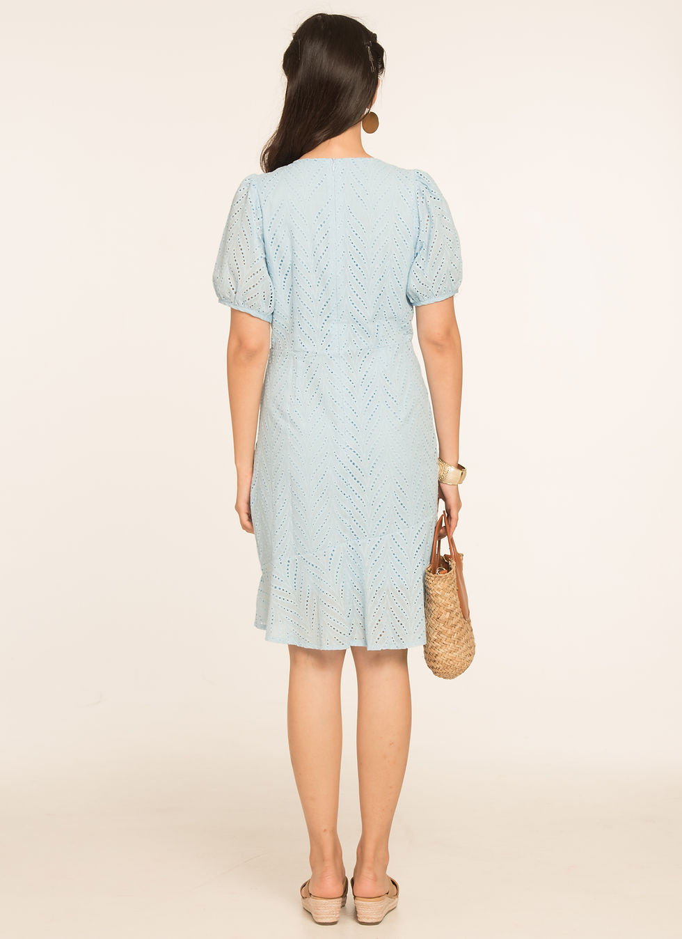 Thumbnail: Celeste Eyelet Dress in Powder Blue