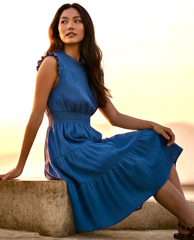 Sapphire Blu Smocked Tiered Dress