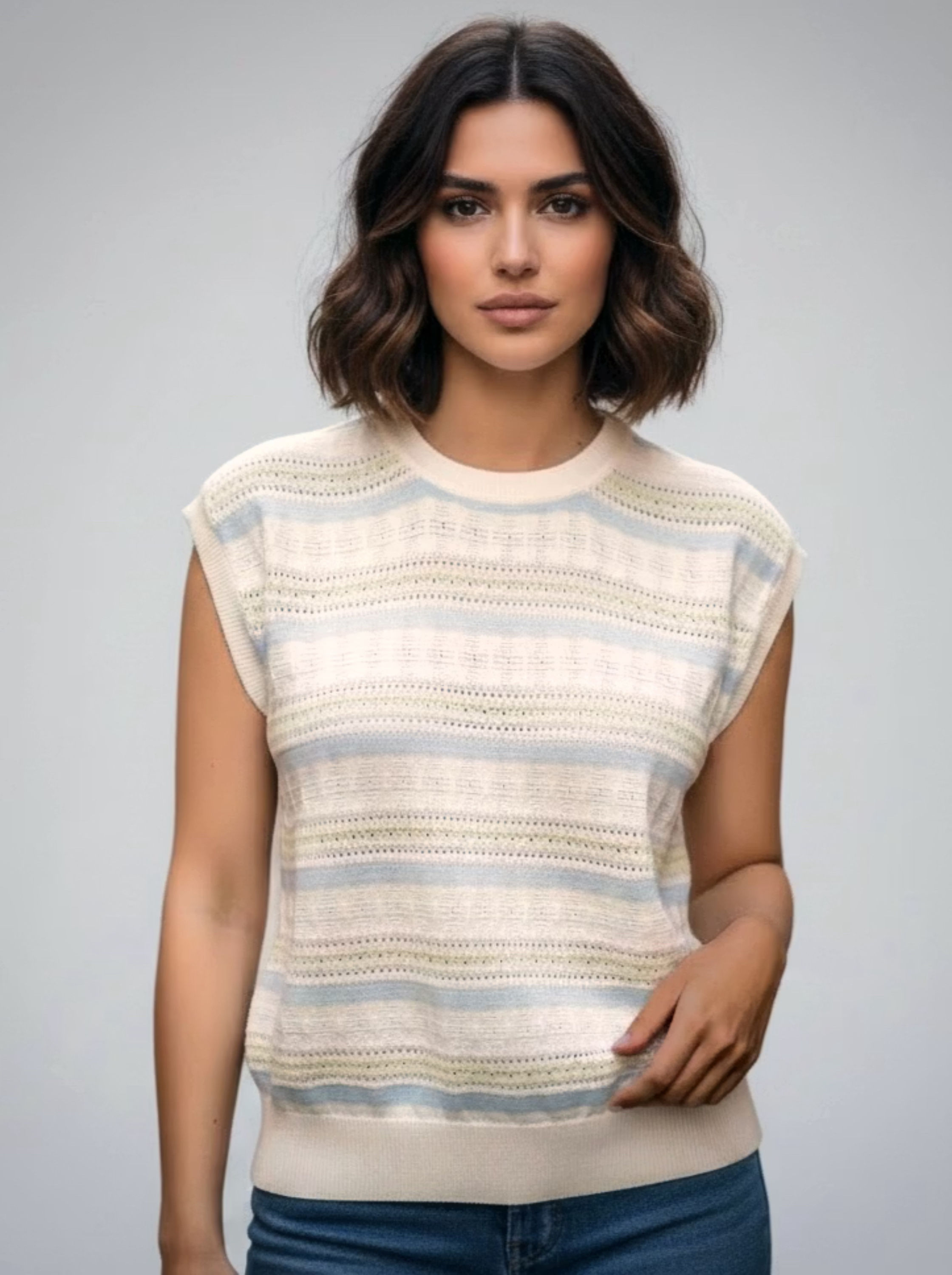 Soft Barre Stripes Knit Blouse
