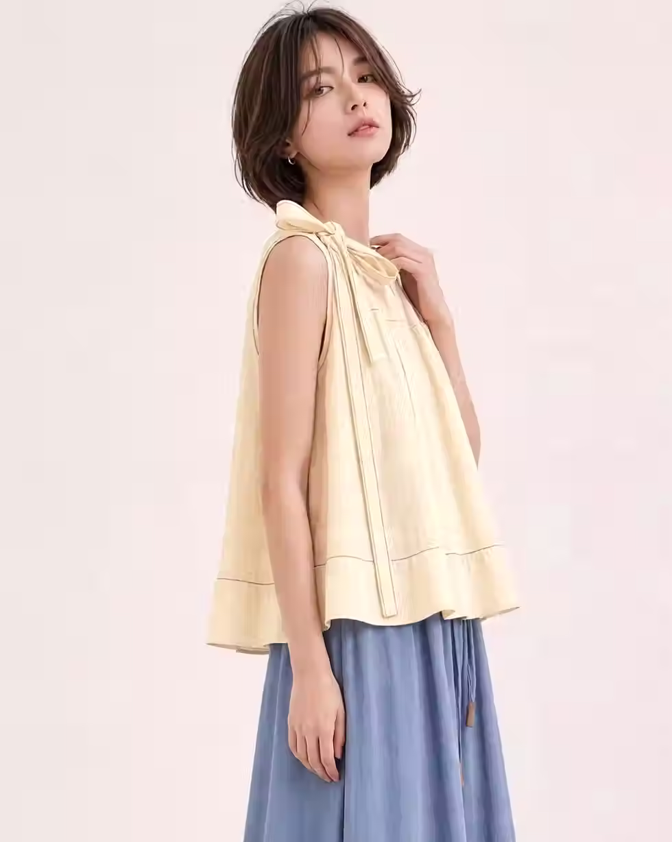 Thumbnail: Trapeze Tie-neck Blouse