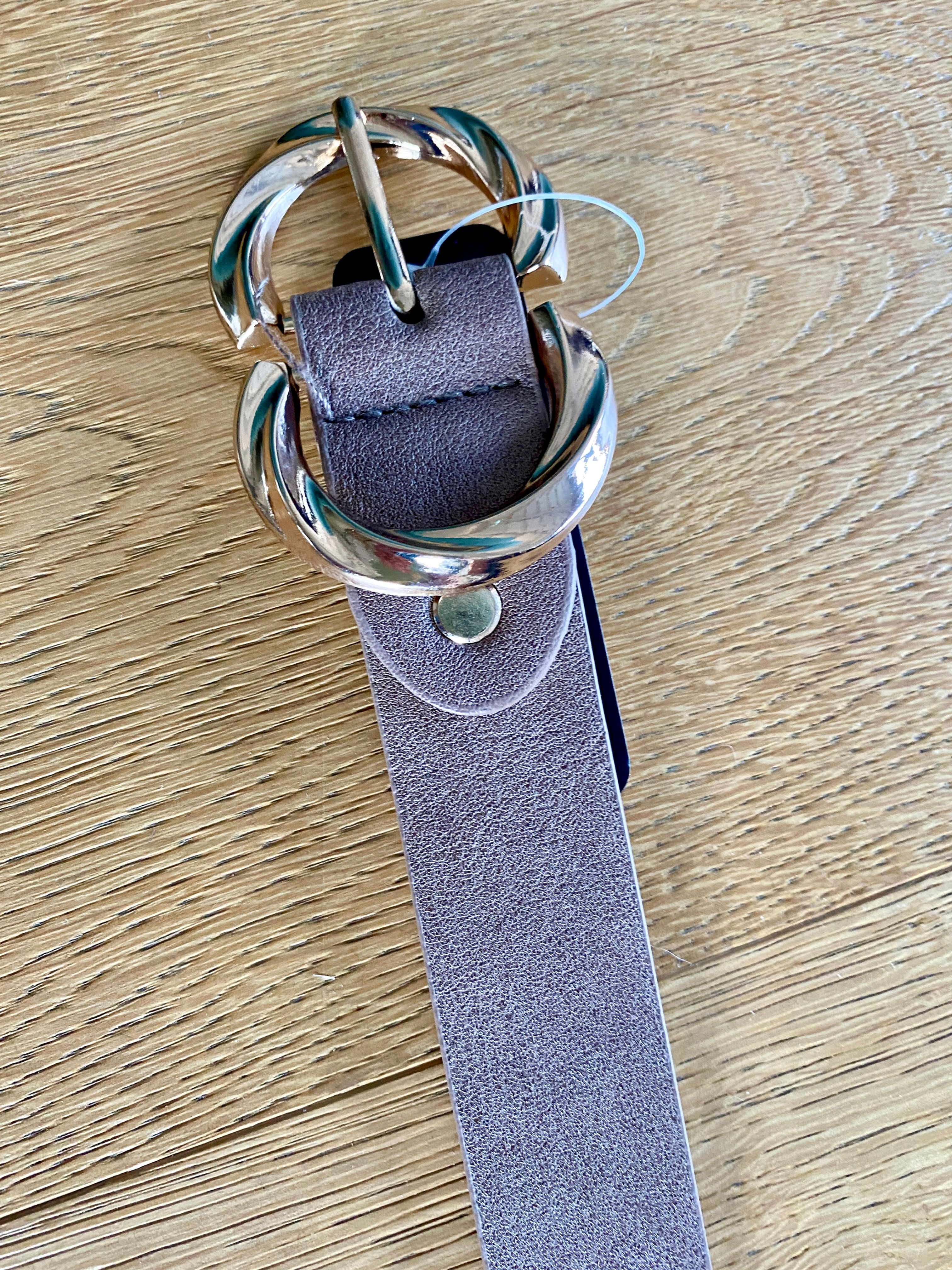 Ceinture taupe foncé boucle dorée