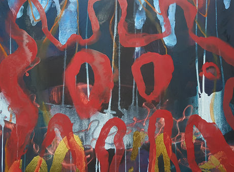 Trespass 1 Cheriton Wood egg tempera, chalk gesso, metal leaf on birch ply. 122cm x 90cm 2