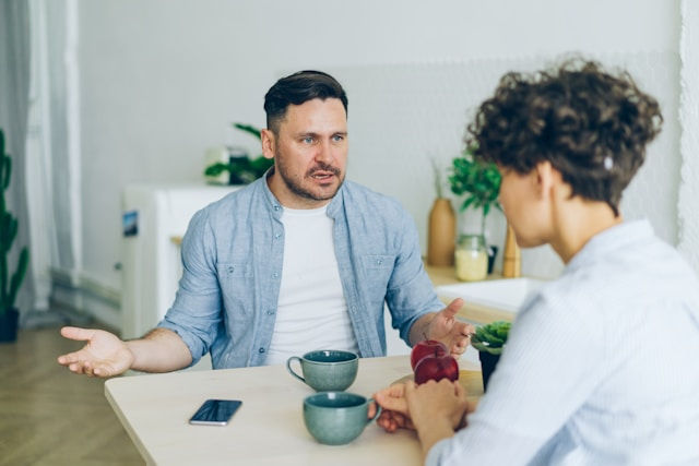 A man and woman arguing