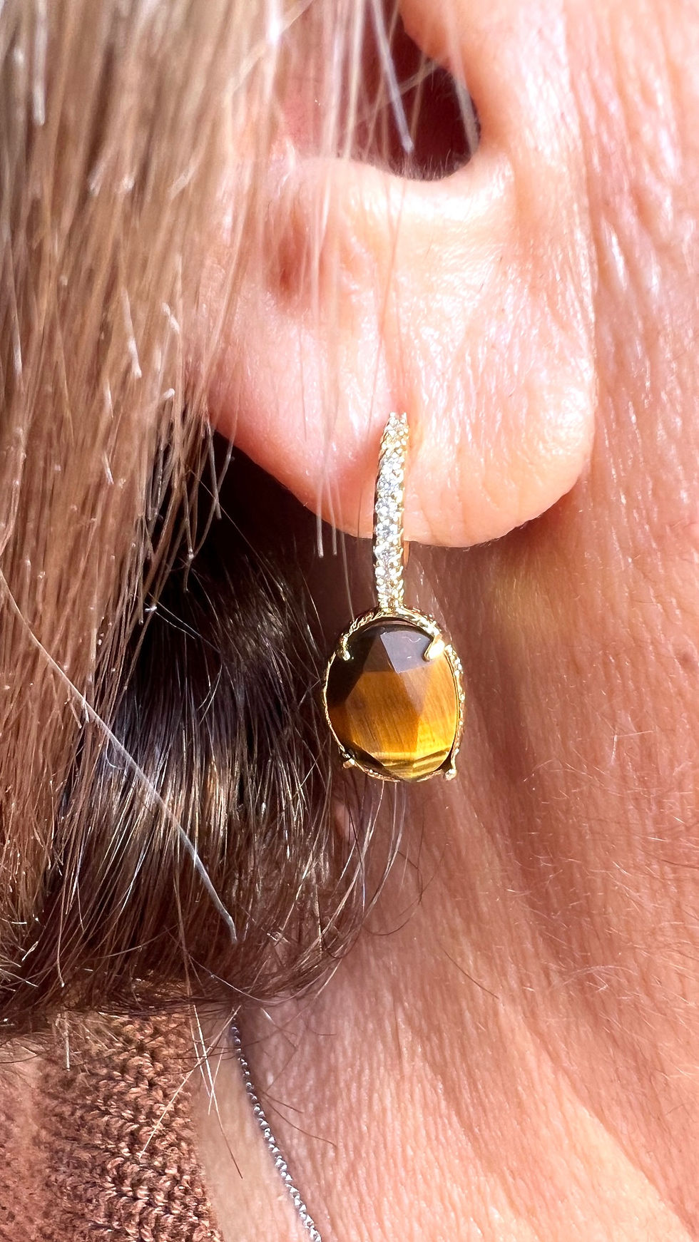 Miniature : Boucles d’oreille TORON Œil du Tigre