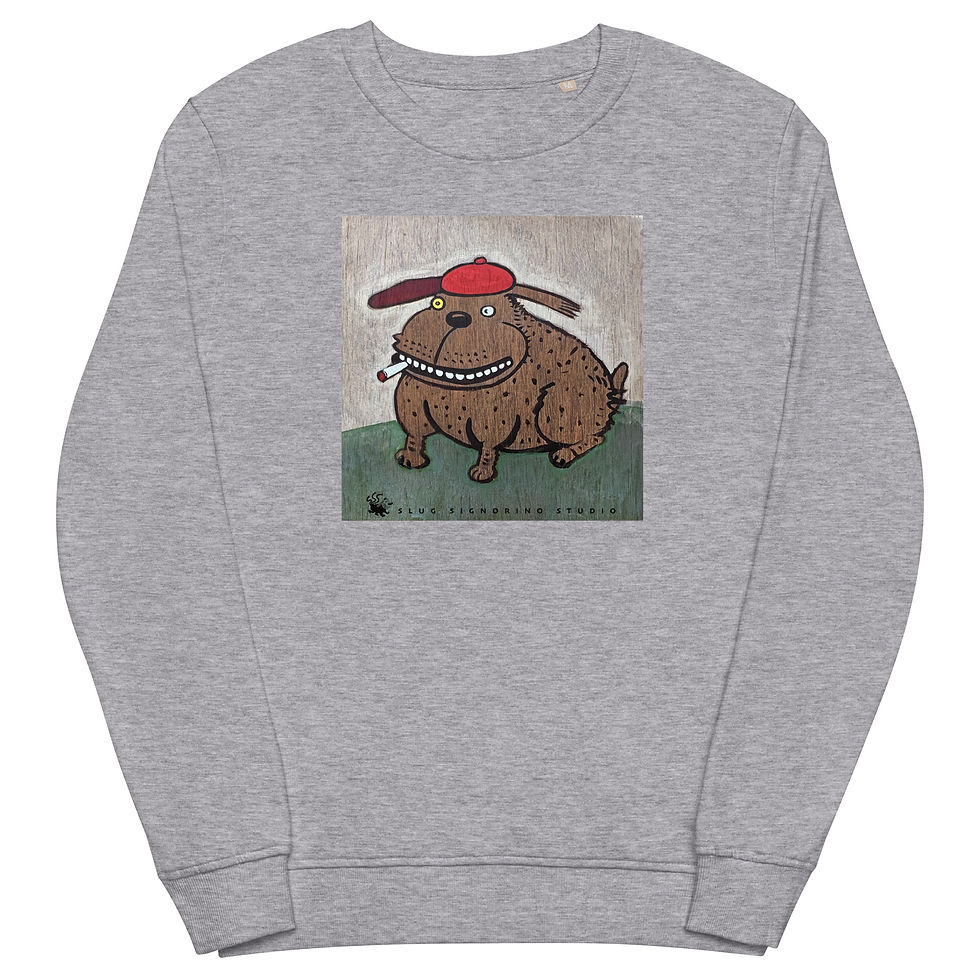 Thumbnail: Smoking Dog with Red Cap - Adult Unisex organic sweatshirt