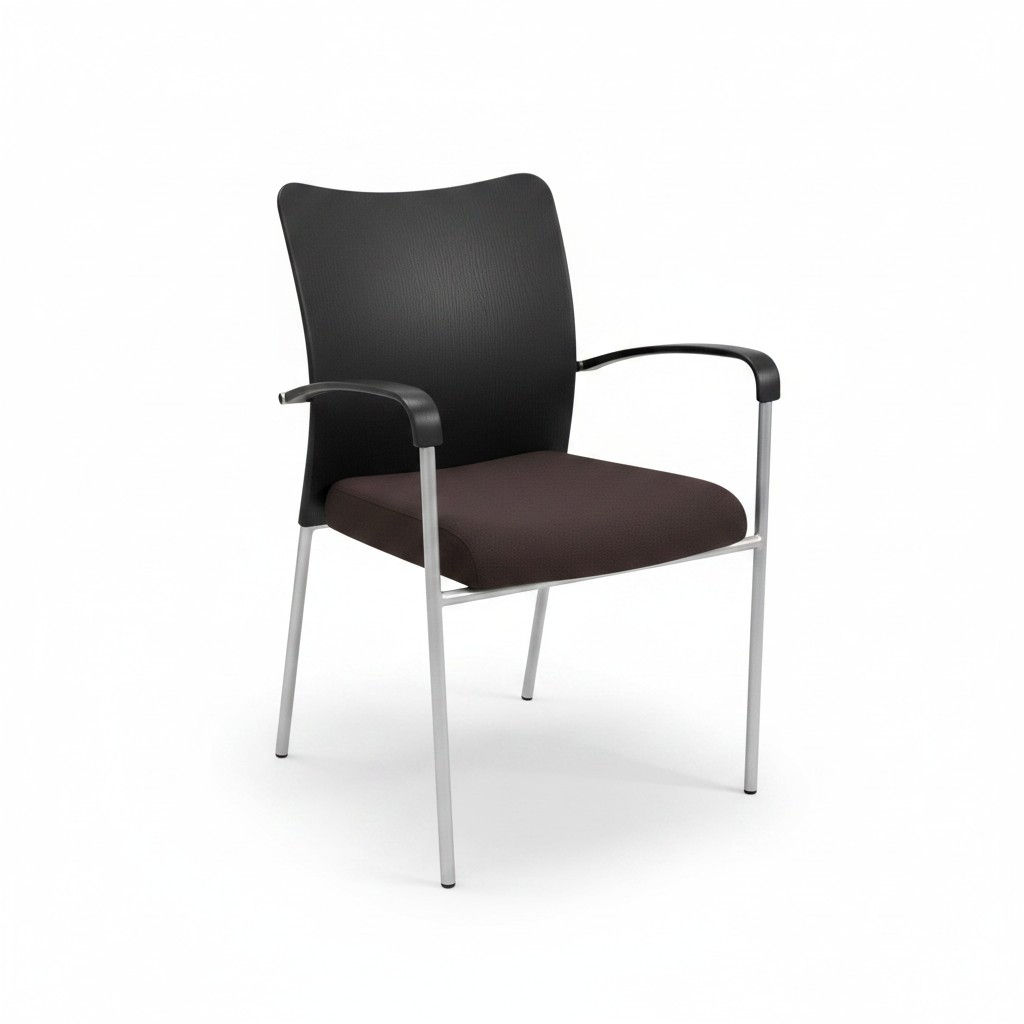 Lot de 4 chaises de réunion empilables avec accoudoirs – Noires (Qté : 1) CHA550