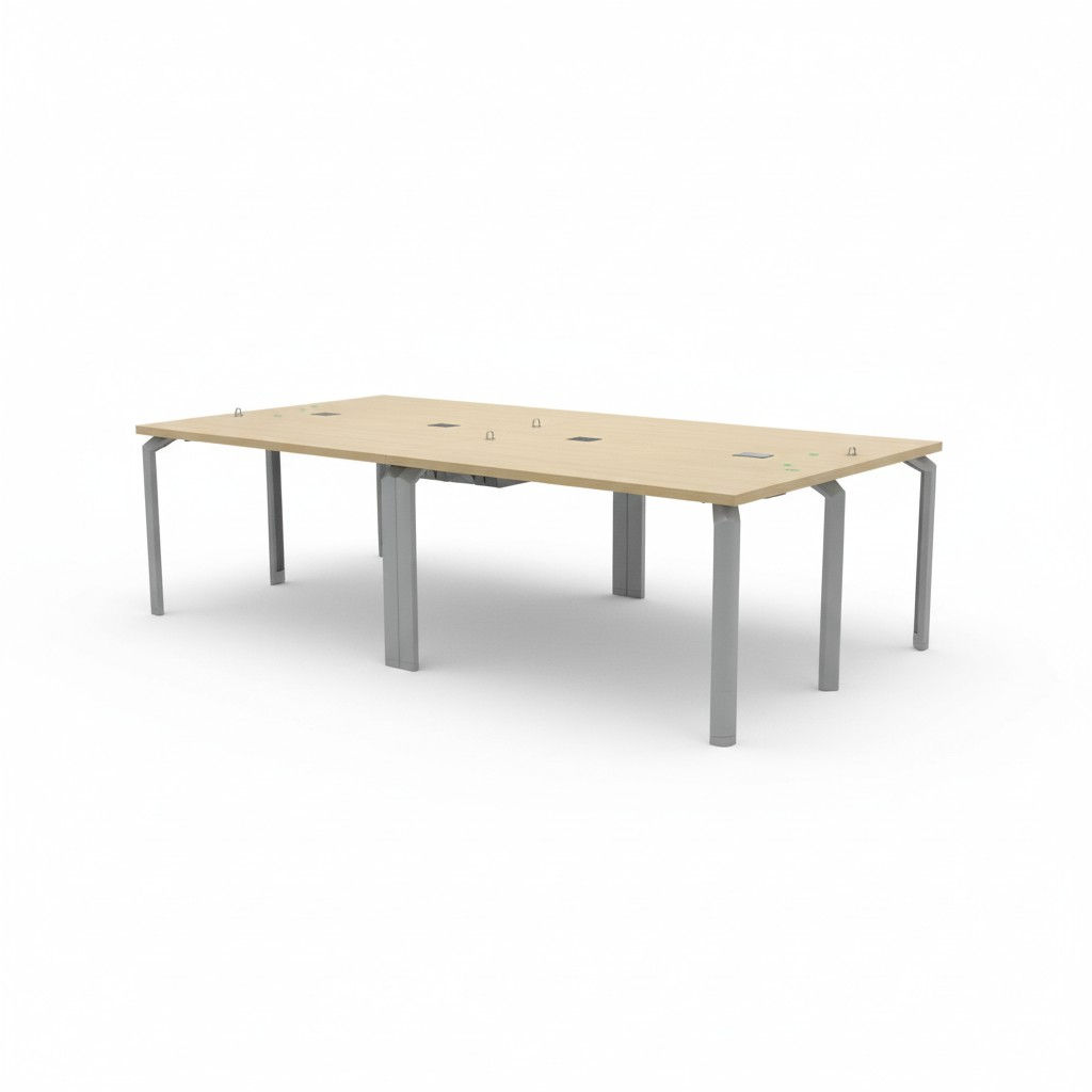 Bench 4 personnes Haworth– Finition bois clair & Passe câble (Qté : 4) BUR365
