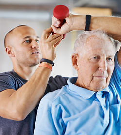 Senior Resident at Silver Spring Personal Care Home with a Physical Therapist listing a weight over his head