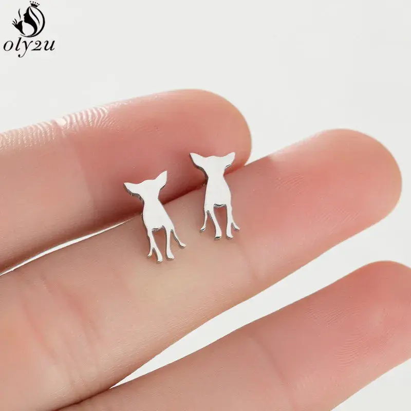 Miniatura: Hermosos pendientes con forma de animal para mujeres-niñas. Acero inoxidable.