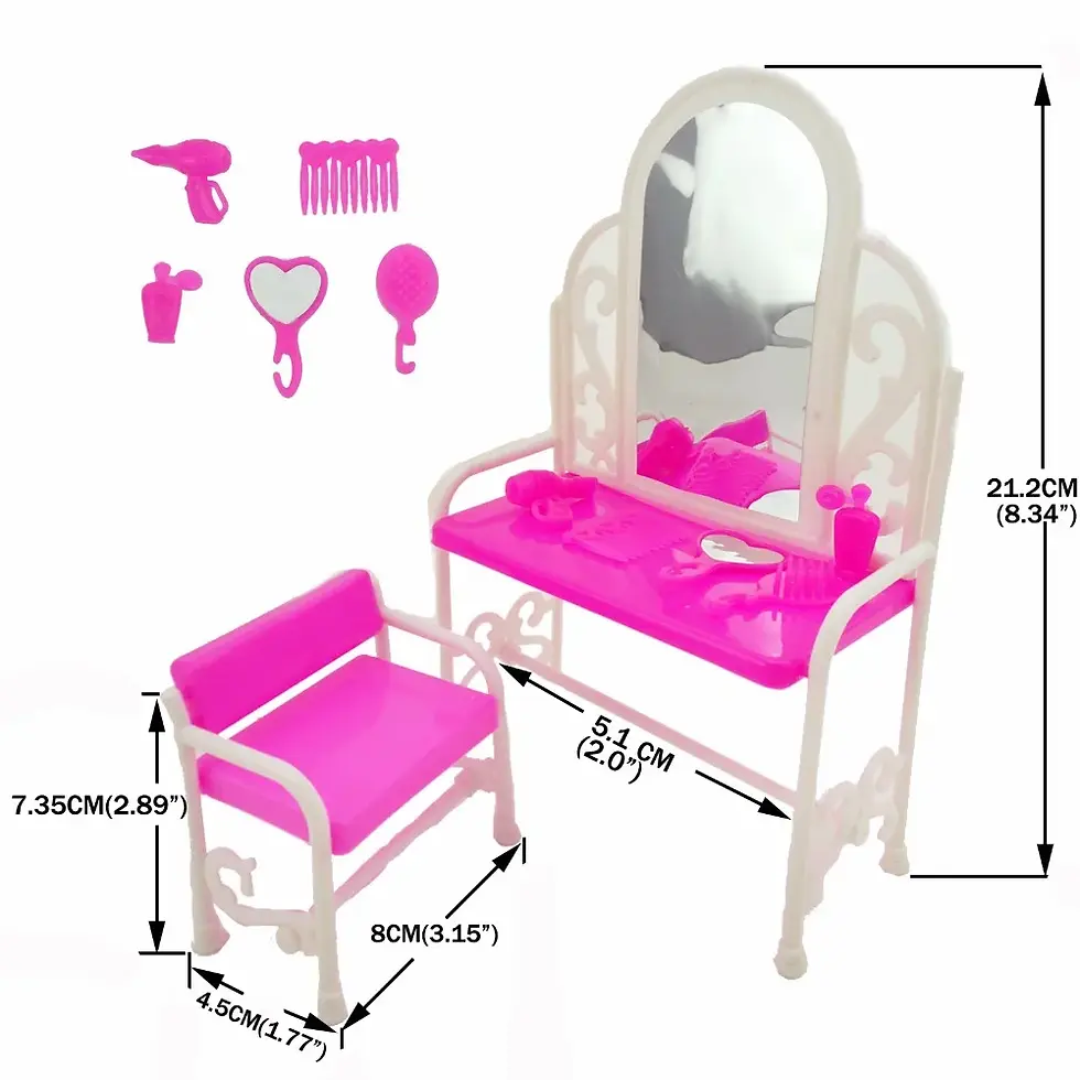 Miniatura: Juego de 2 muebles dormitorio para muñecas de moda en color rosa a escala 1:6.