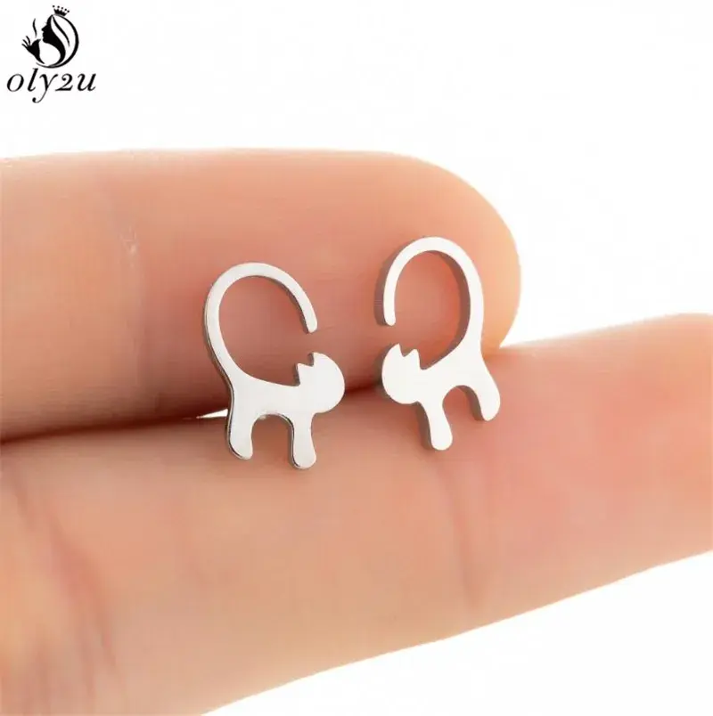 Miniatura: Hermosos pendientes con forma de animal para mujeres-niñas. Acero inoxidable.