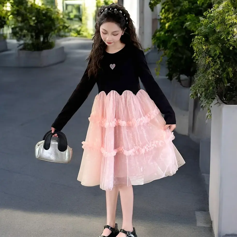 DIDIOO Vestido elegante estilo preppy para niñas y bebés, 6-13 años.