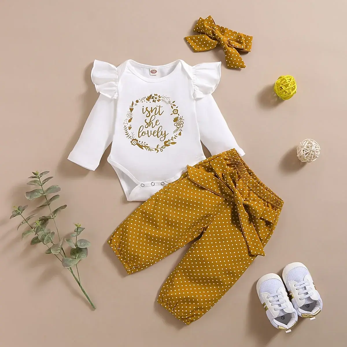 Hermoso Conjunto de 3 piezas para bebé niña recién nacida, otoño.