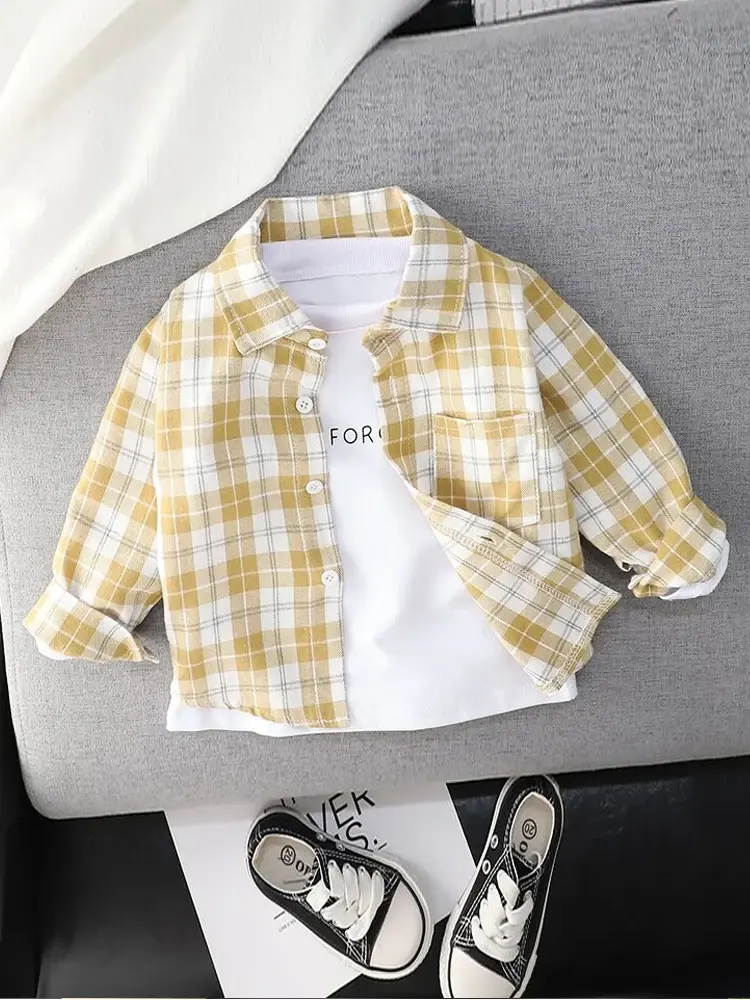Miniaturbild: IENENS Camisas finas, bebés 9M-5 años, manga larga estampado  rayas, unisex.