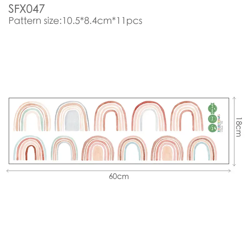 섬네일: Pegatinas de pared de arcoíris para habitaciones infantiles, bohemio nórdico.