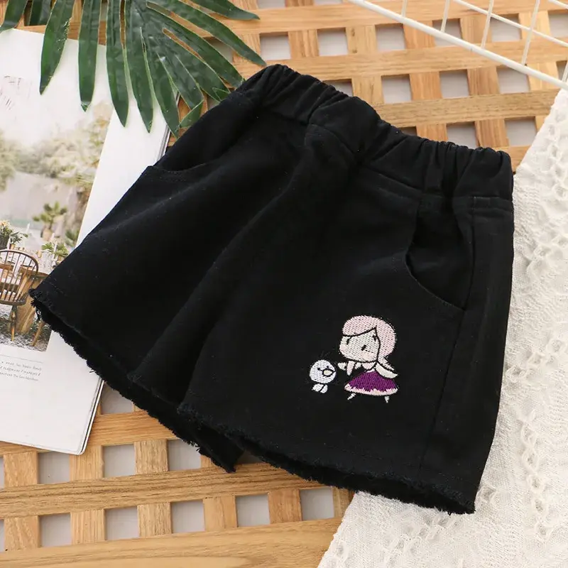 Miniaturebillede: YiYePianZhou Pantalones denim con lindos bordados para niñas.4-6 años.