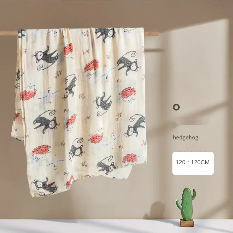 थंबनेल: Algodón de bambú antibolitas, suave manta con estampado de animales para bebé.