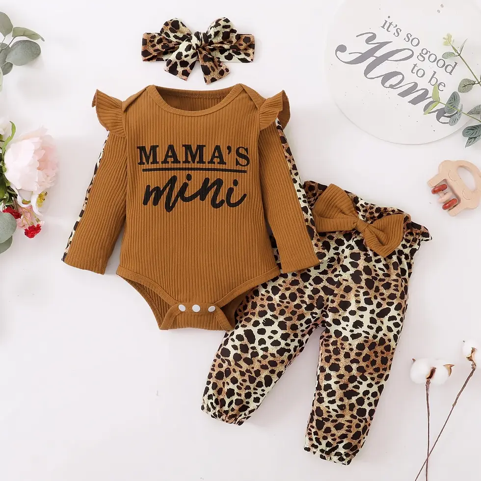Miniatura: Hermoso Conjunto de 3 piezas para bebé niña recién nacida, otoño.