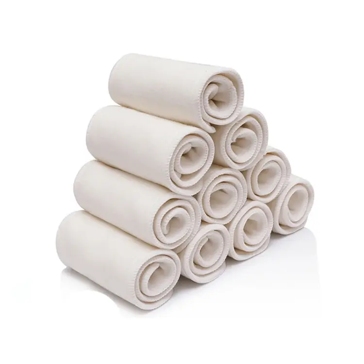 Miniaturebillede: Pañales de tela de algodón, lavables de 4 capas para bebés con insertos.