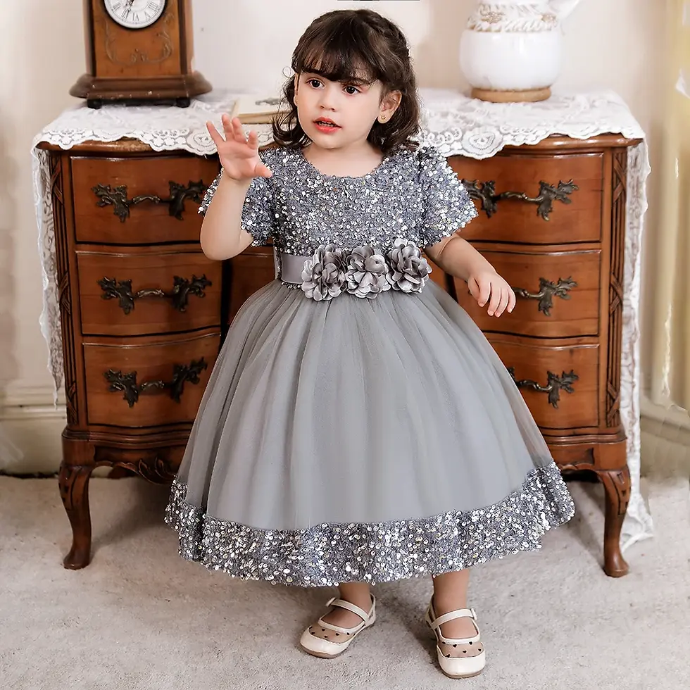 Miniature : PLBBFZ Vestido de fiesta con lazo de lentejuelas para niña. 3 meses-4 años.