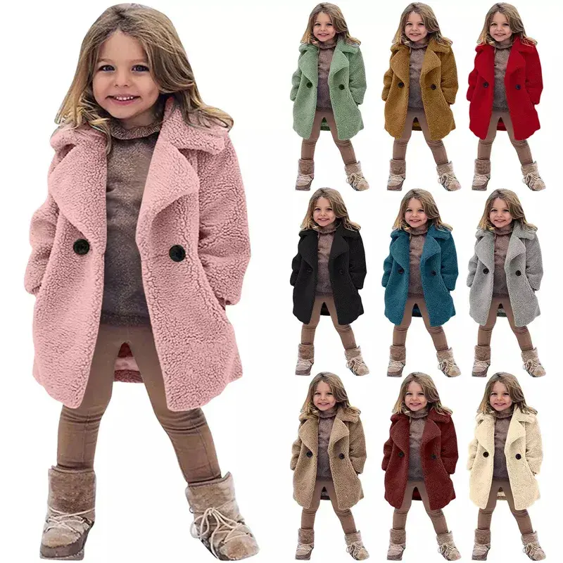 XJYIYUANLC Chaquetas de lana de cordero unisex cálidos de invierno 2-12 años.