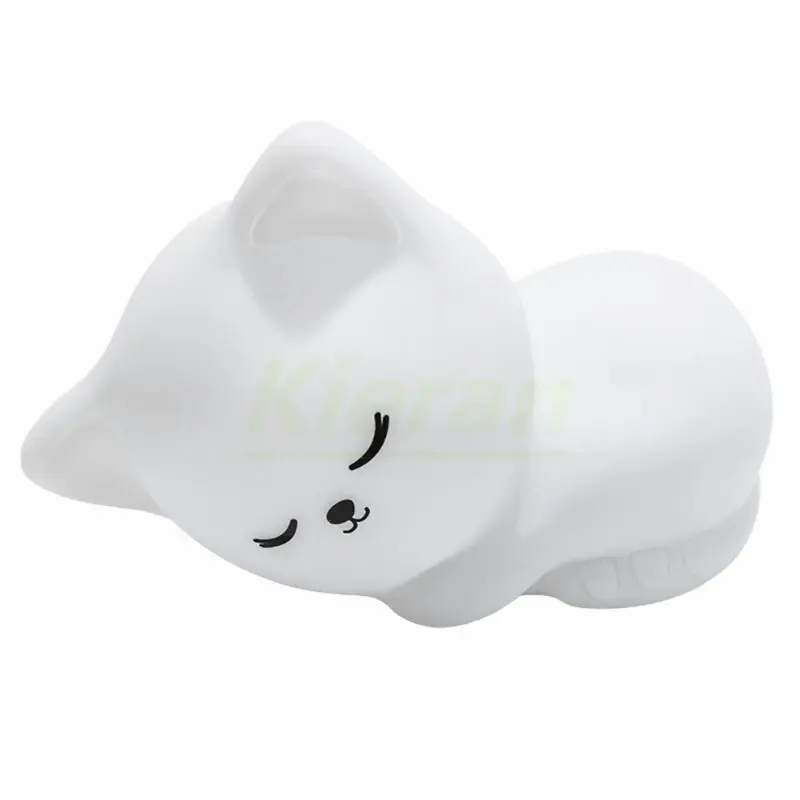 Miniatyrbilde: Lámpara de silicona suave con forma de gato, siete colores, LED, recargable .