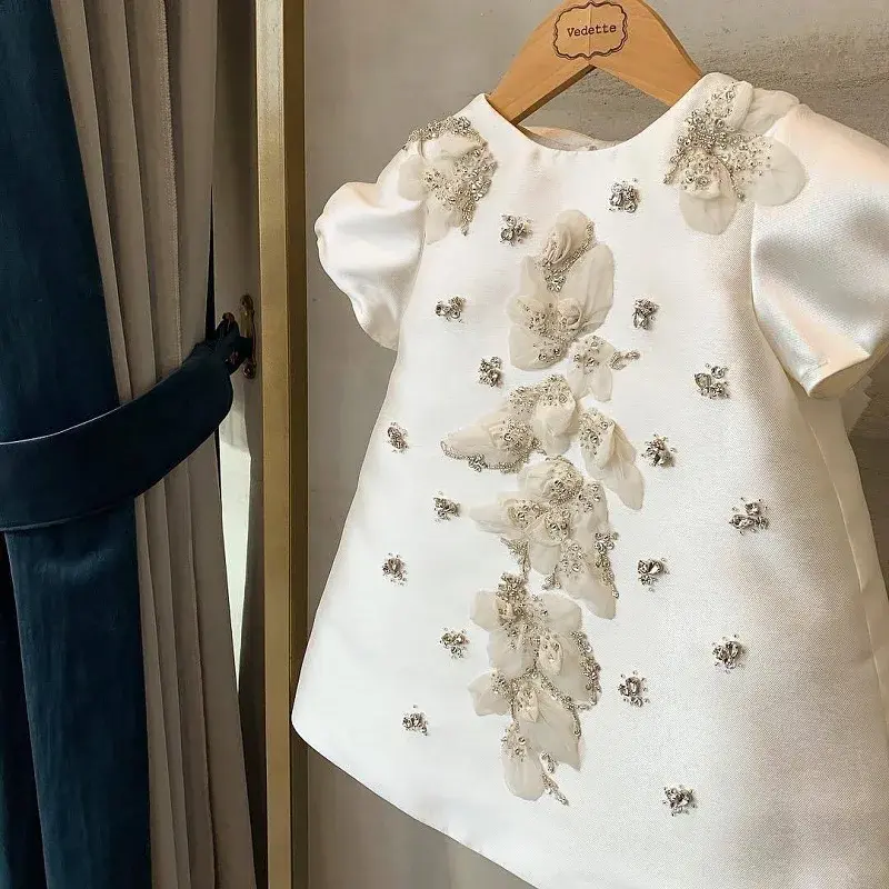 Миниатюра: Vestido de princesa  encaje, seda, mangas abullonadas, fiesta,  1 a 12 años.