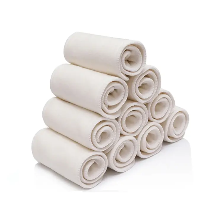 Miniaturebillede: Pañales de tela de algodón, lavables de 4 capas para bebés con insertos.