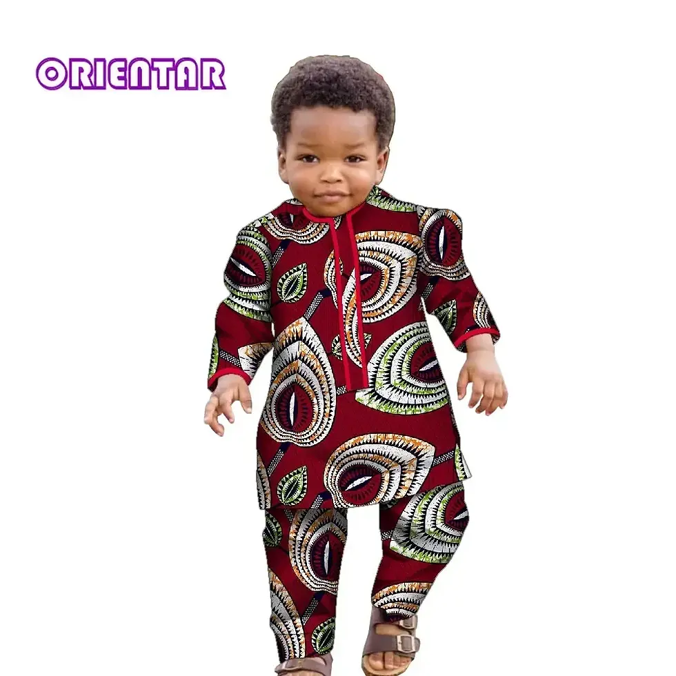 サムネイル： ORIENTAR Conjunto de 2 piezas con estampado floral de Ankara África para niño.