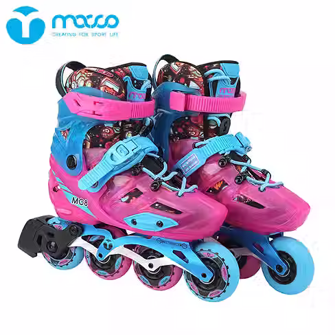Macco Patines de slalom ajustables unisex de 4 ruedas transparentes.