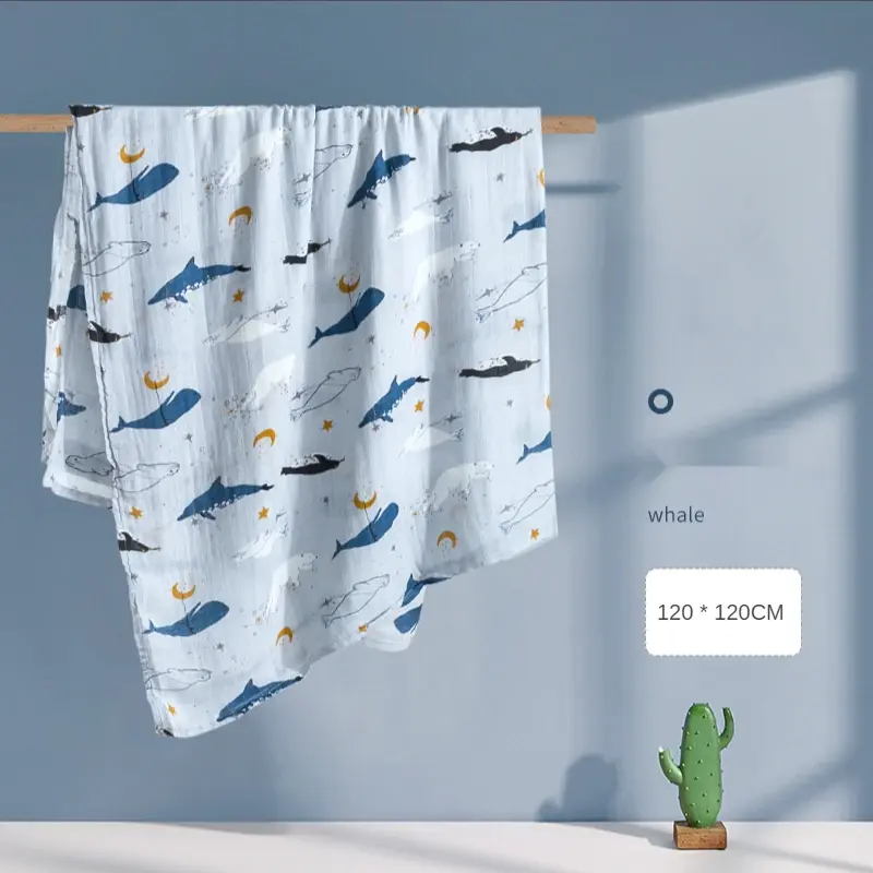 Imej kecil: Algodón de bambú antibolitas, suave manta con estampado de animales para bebé.