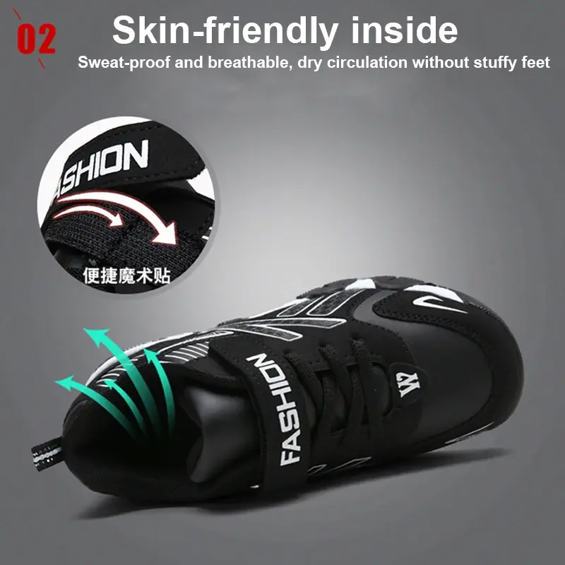 Thumbnail: Kids Fashion Sneakers Boys Tennis Shoes Comfortable Leather Running Shoes