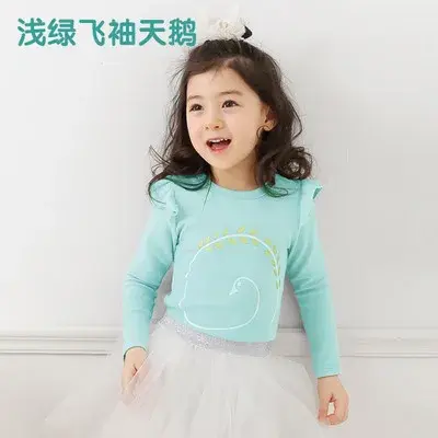 섬네일: Preciosas camisetas, manga larga para niñas, tallas 2,- 10 años, algodón,