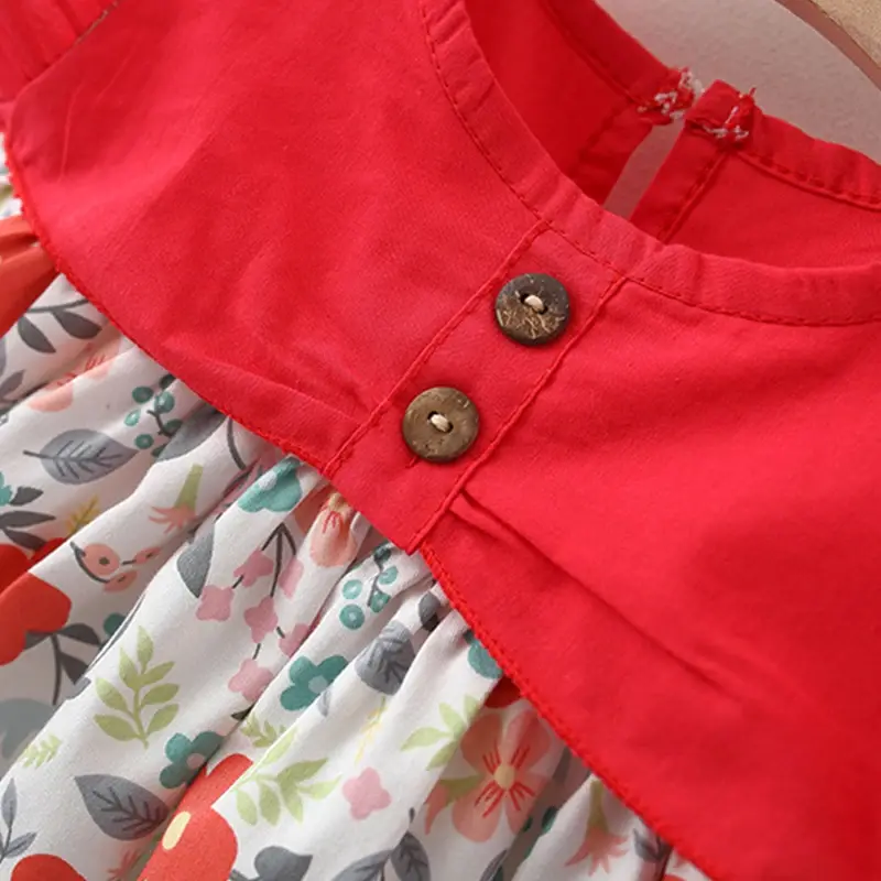 サムネイル： baby apleum Conjunto de 2 piezas de vestido- sombrero,  verano niñas. 0M-36M.