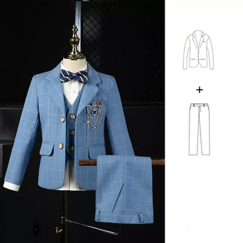Miniatura: Conjunto formal para niño de 4 piezas: chaqueta, chaleco, pantalón y pajarita
