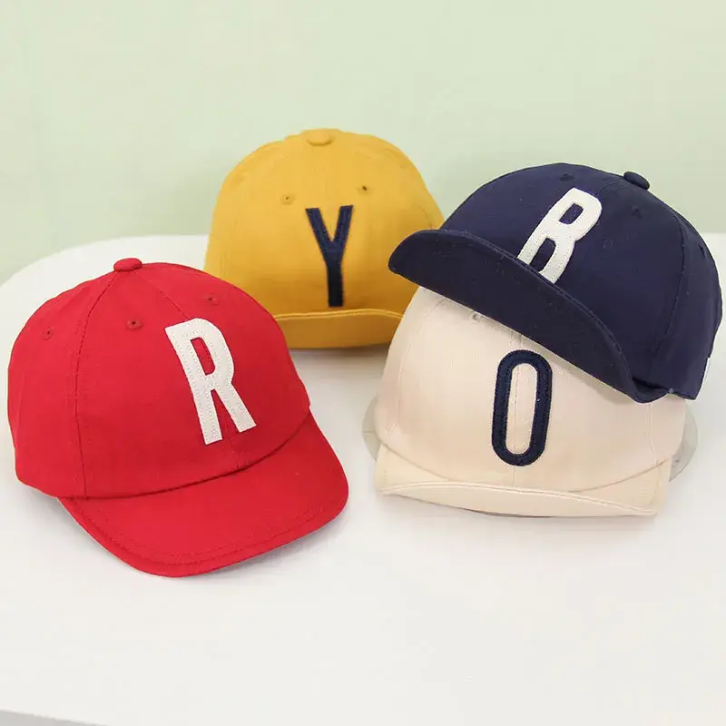Gorra de algodón con letras para bebé, ajustable, niño y niña, estilo hip hop.